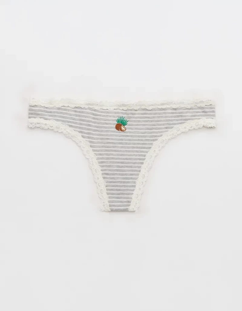 Superchill Cotton with Lace Thong Underwear