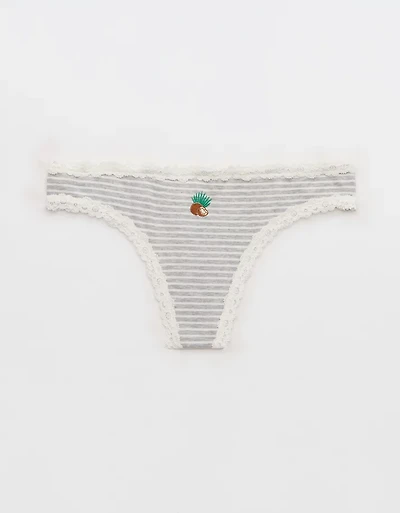 Superchill Cotton with Lace Thong Underwear