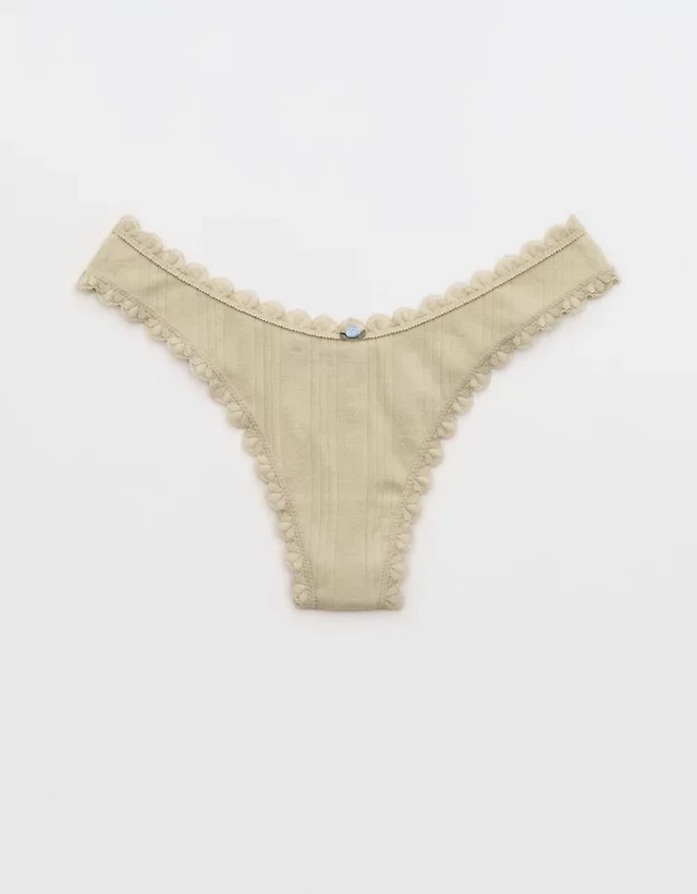 Superchill Cotton Pointelle Lace Thong Underwear