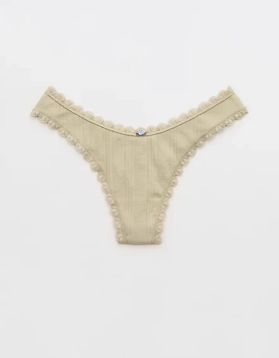 Superchill Cotton Pointelle Lace Thong Underwear