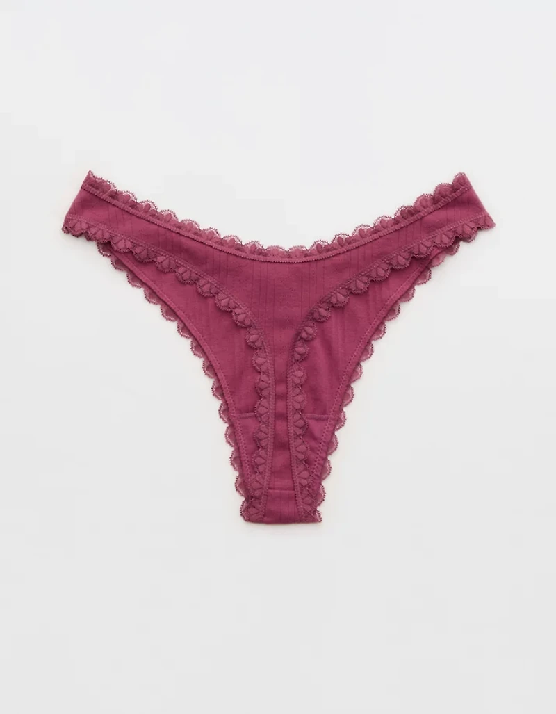 Superchill Cotton Pointelle Lace Thong Underwear