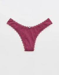Superchill Cotton Pointelle Lace Thong Underwear