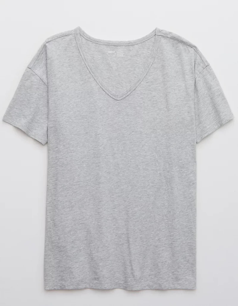 Aerie Distressed Basic V-Neck Boyfriend T-Shirt