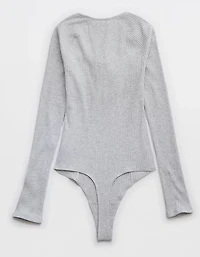 Aerie Long Sleeve Tie Front Bodysuit