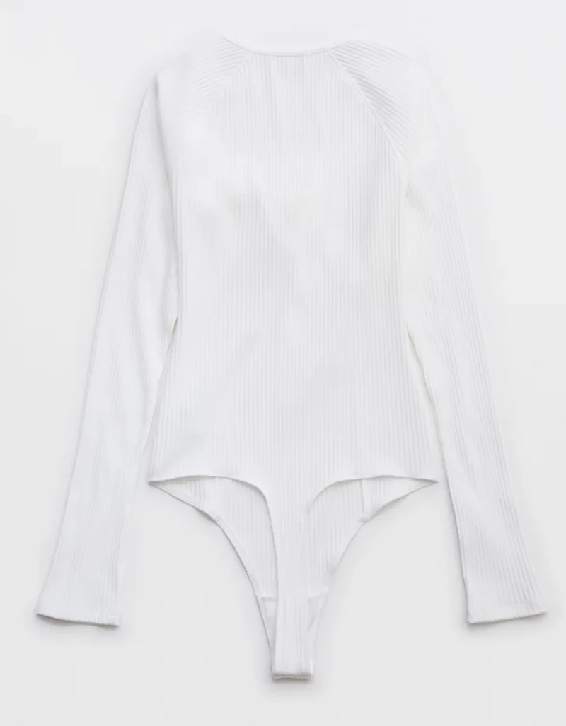 Aerie Long Sleeve Tie Front Bodysuit