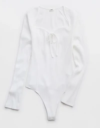 Aerie Long Sleeve Tie Front Bodysuit