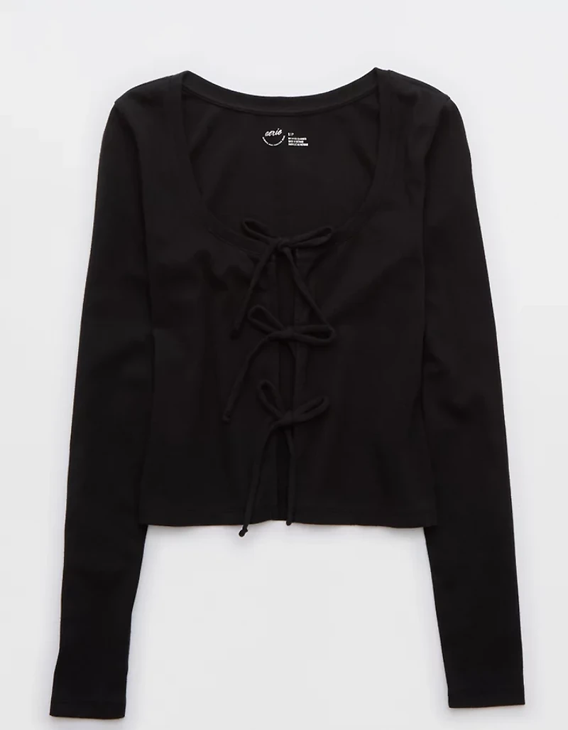 Aerie Long Sleeve Tie Front Cardigan