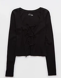 Aerie Long Sleeve Tie Front Cardigan