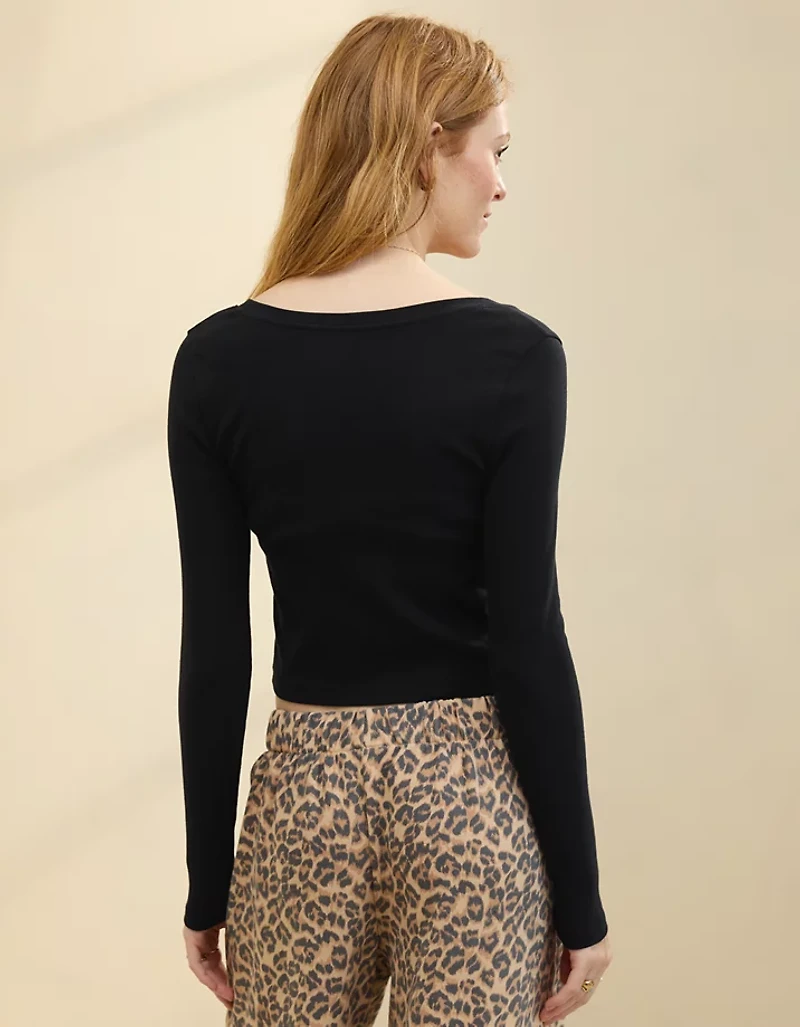 Aerie Long Sleeve Tie Front Cardigan