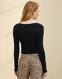 Aerie Long Sleeve Tie Front Cardigan
