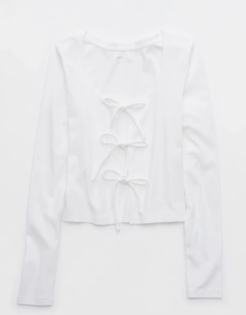 Aerie Long Sleeve Tie Front Cardigan