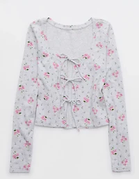 Aerie Long Sleeve Tie Front Cardigan