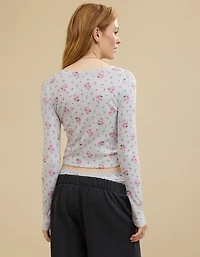 Aerie Long Sleeve Tie Front Cardigan