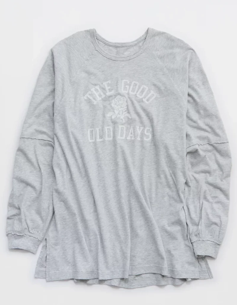 Aerie Cozy Long Sleeve Oversized Boyfriend T-Shirt