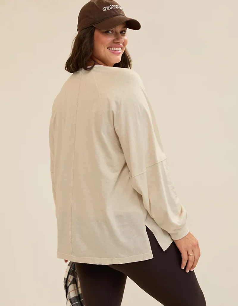 Aerie Cozy Long Sleeve Oversized Boyfriend T-Shirt