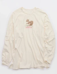 Aerie Cozy Long Sleeve Oversized Boyfriend T-Shirt