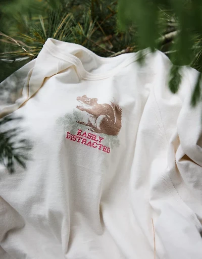 Aerie Cozy Long Sleeve Oversized Boyfriend T-Shirt
