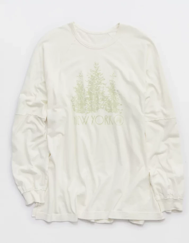 Aerie Cozy Long Sleeve Oversized Boyfriend T-Shirt