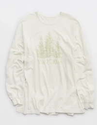 Aerie Cozy Long Sleeve Oversized Boyfriend T-Shirt