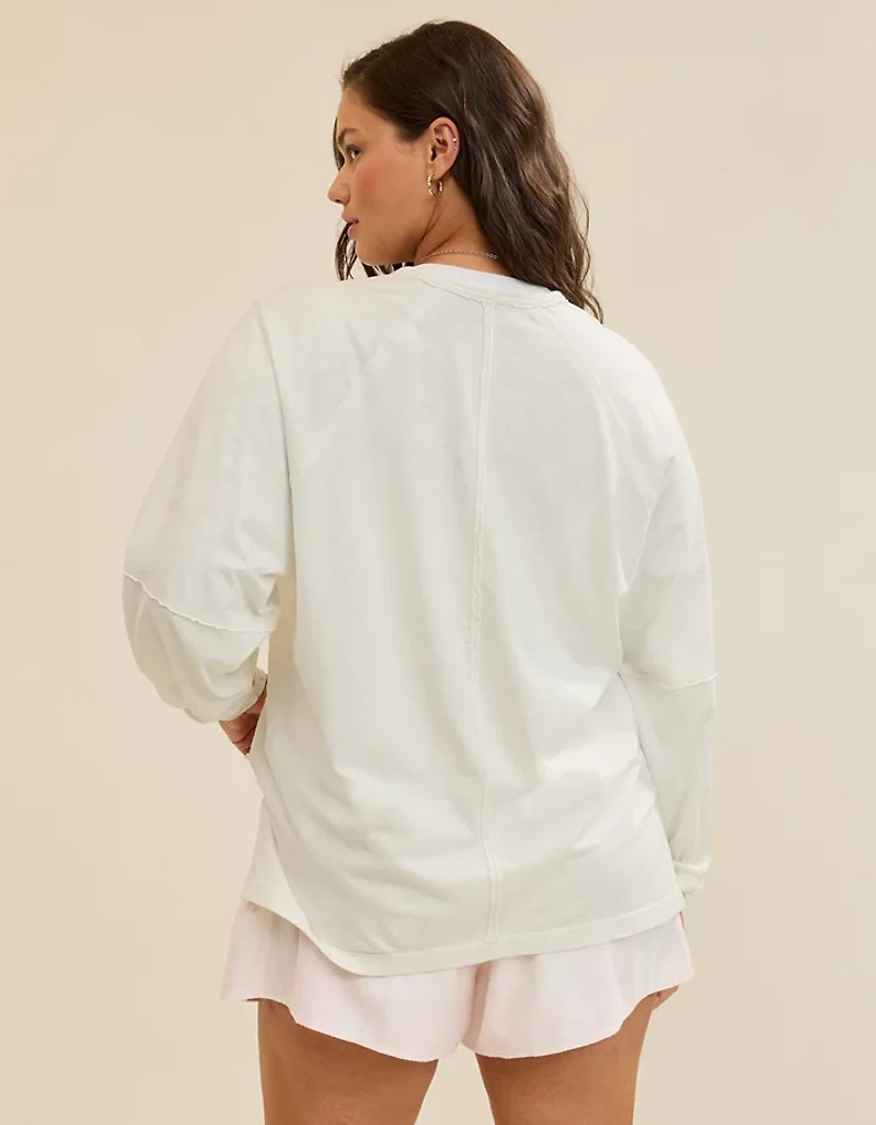 Aerie Cozy Long Sleeve Oversized Boyfriend T-Shirt