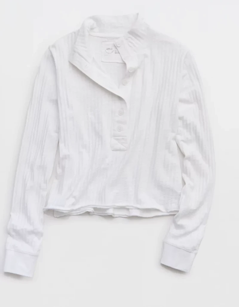 Aerie Shadow Stripe Henley T-Shirt