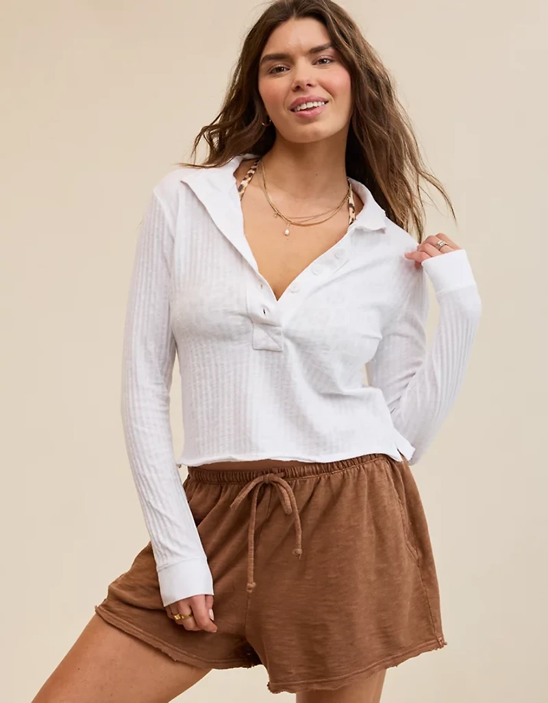 Aerie Shadow Stripe Henley T-Shirt