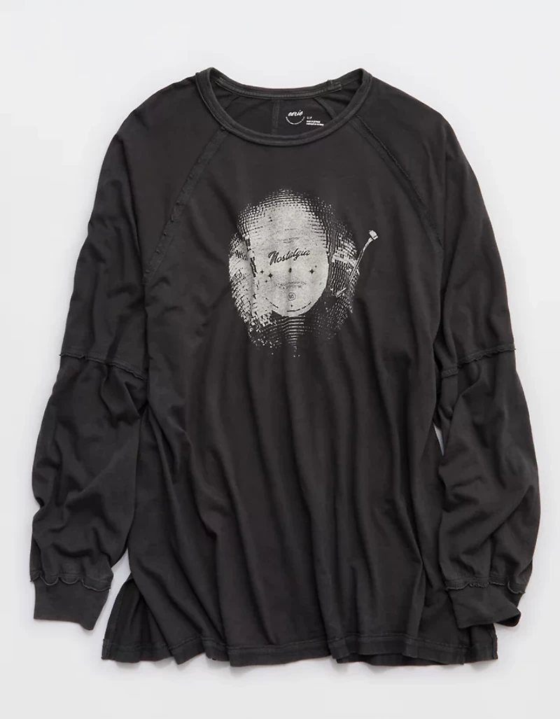Aerie Cozy Long Sleeve Oversized Boyfriend T-Shirt