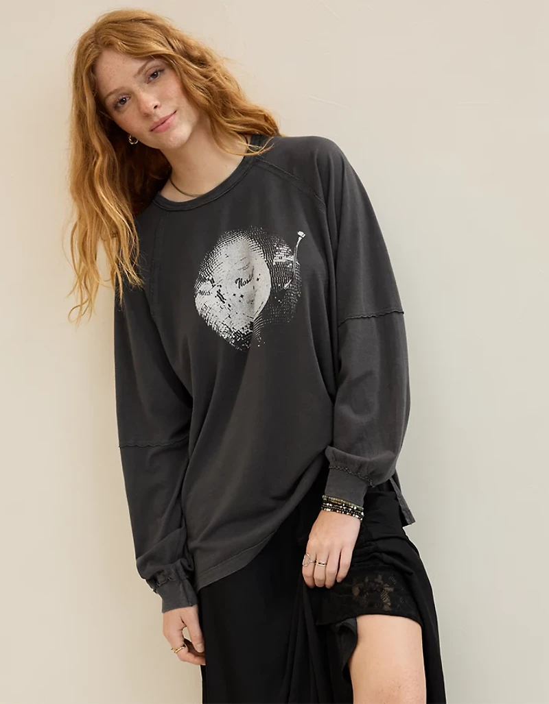 Aerie Cozy Long Sleeve Oversized Boyfriend T-Shirt