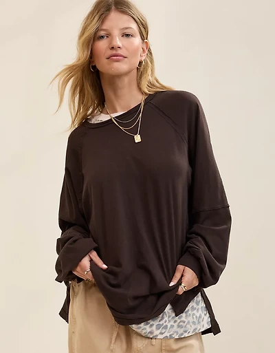 Aerie Cozy Long Sleeve Oversized Boyfriend T-Shirt