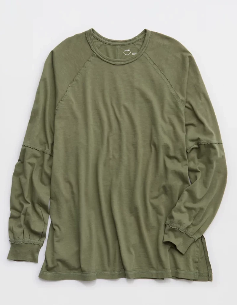 Aerie Cozy Long Sleeve Oversized Boyfriend T-Shirt