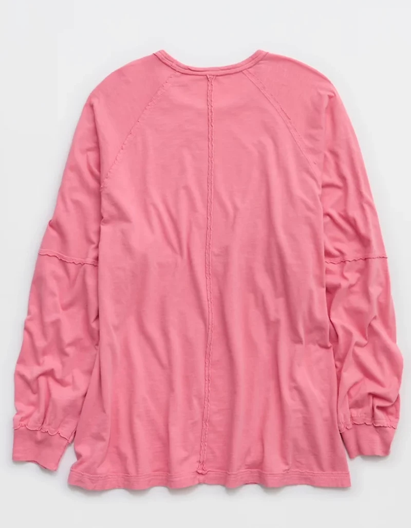 Aerie Cozy Long Sleeve Oversized Boyfriend T-Shirt