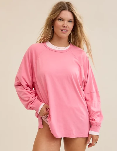 Aerie Cozy Long Sleeve Oversized Boyfriend T-Shirt