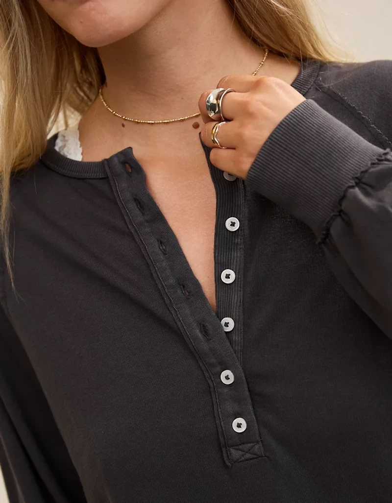 Aerie Happy Snit Henley T-Shirt