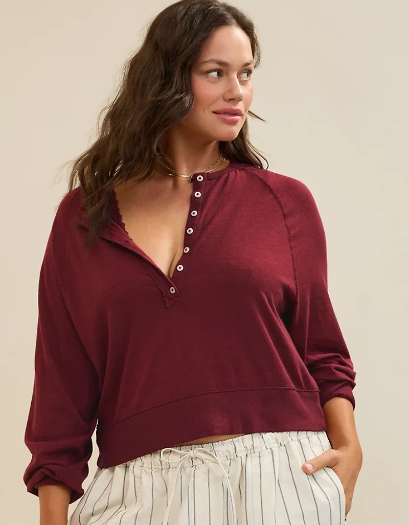 Aerie Happy Snit Henley T-Shirt