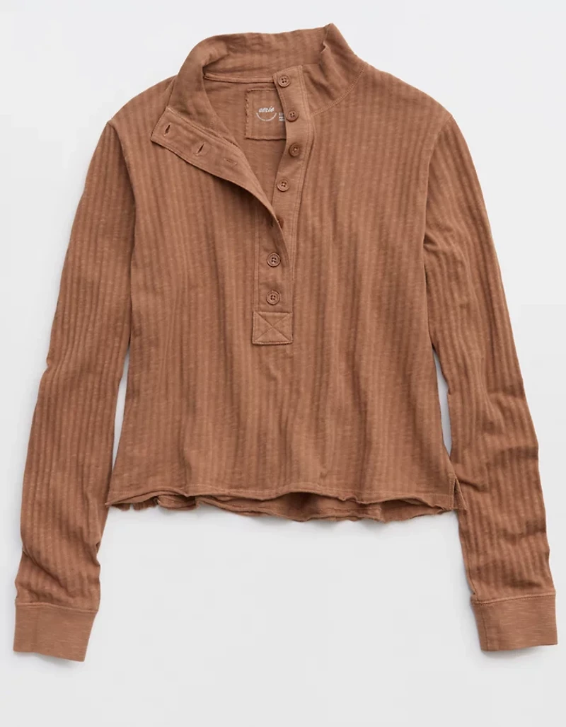 Aerie Shadow Stripe Henley T-Shirt