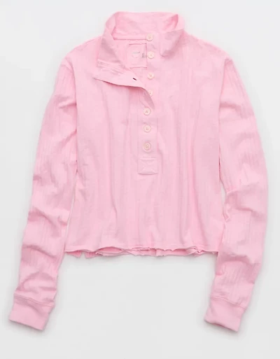 Aerie Shadow Stripe Henley T-Shirt