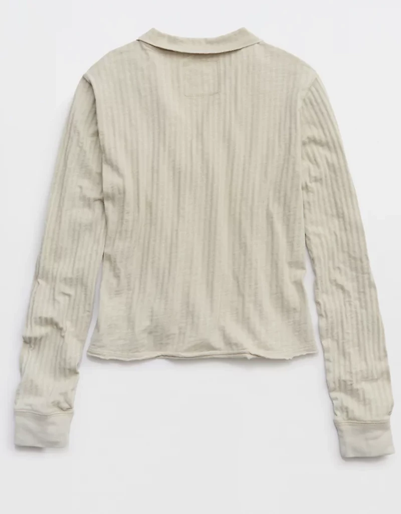 Aerie Shadow Stripe Henley T-Shirt