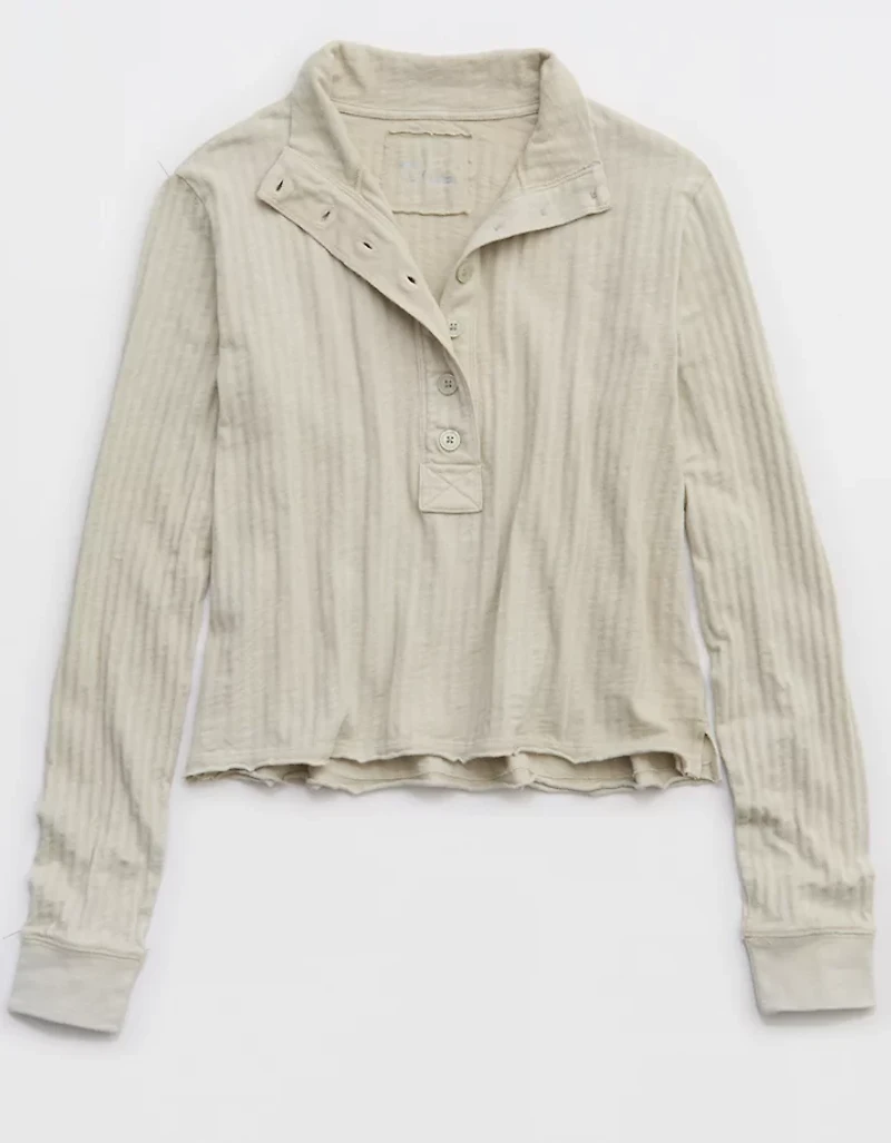 Aerie Shadow Stripe Henley T-Shirt