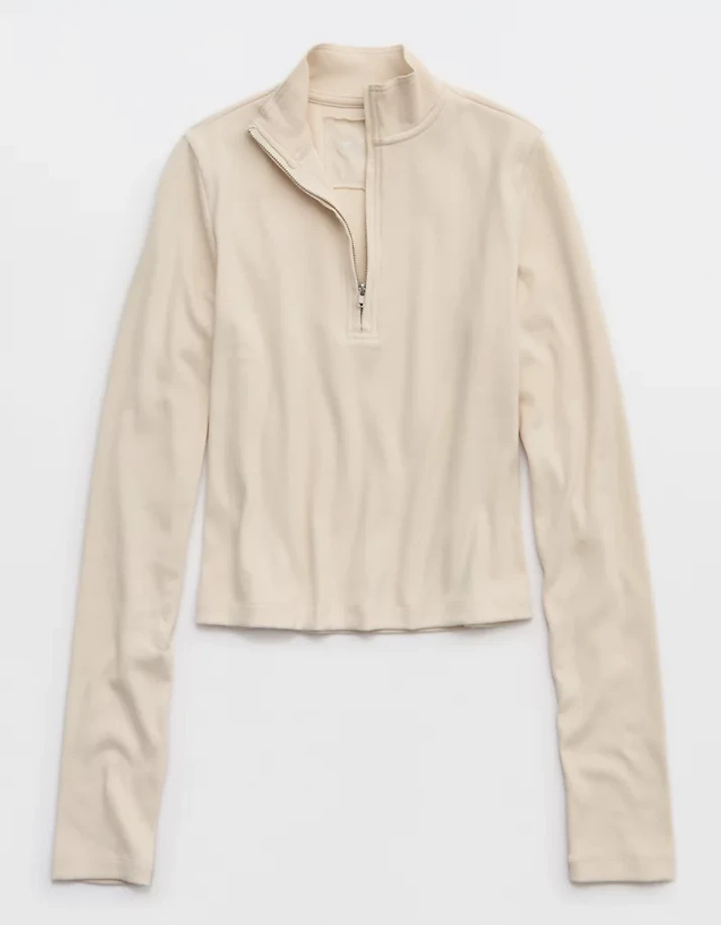 Aerie Long Sleeve Quarter Zip T-Shirt