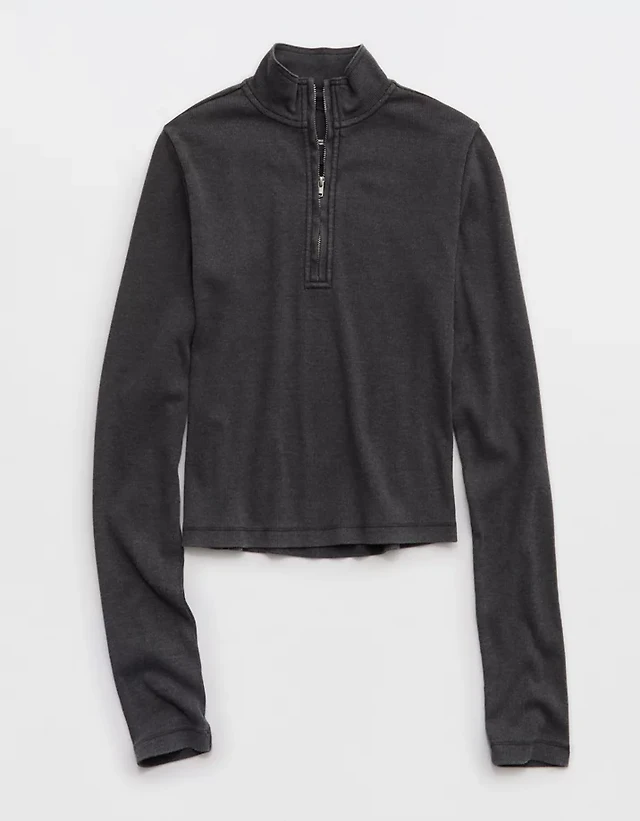 Aerie Long Sleeve Quarter Zip T-Shirt