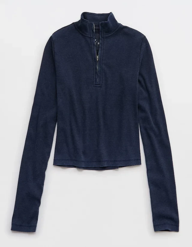 Aerie Long Sleeve Quarter Zip T-Shirt