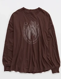 Aerie Cozy Oversized Long Sleeve Boyfriend T-Shirt