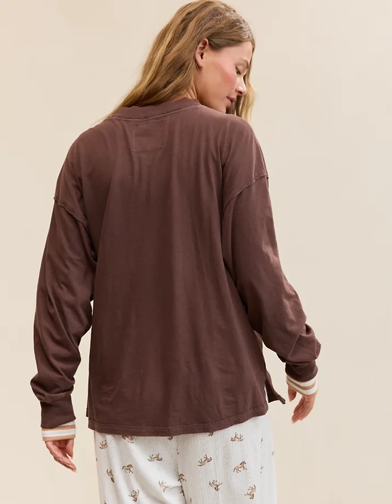 Aerie Cozy Oversized Long Sleeve Boyfriend T-Shirt