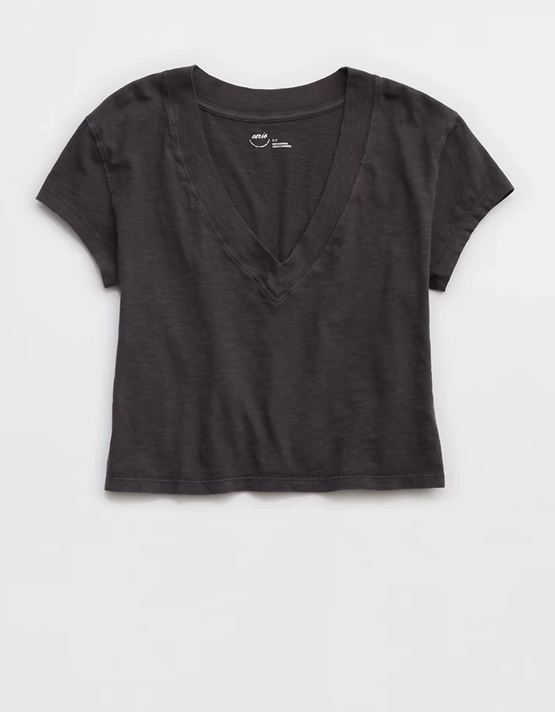 Aerie Cropped Extreme V-Neck T-Shirt