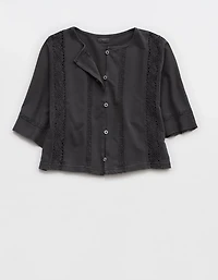 Aerie Short Sleeve Crochet Cardigan