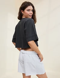 Aerie Short Sleeve Crochet Cardigan