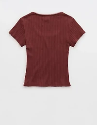 Aerie Pointelle Square Neck T-Shirt