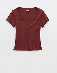 Aerie Pointelle Square Neck T-Shirt