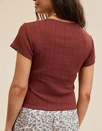Aerie Pointelle Square Neck T-Shirt