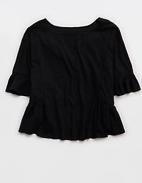 Aerie Flowy Cropped Notch Neck T-Shirt